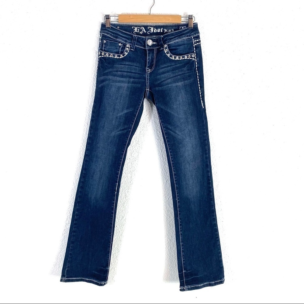 L.A Idol Flare Bootcut Rhinestone Jeans SZ 5